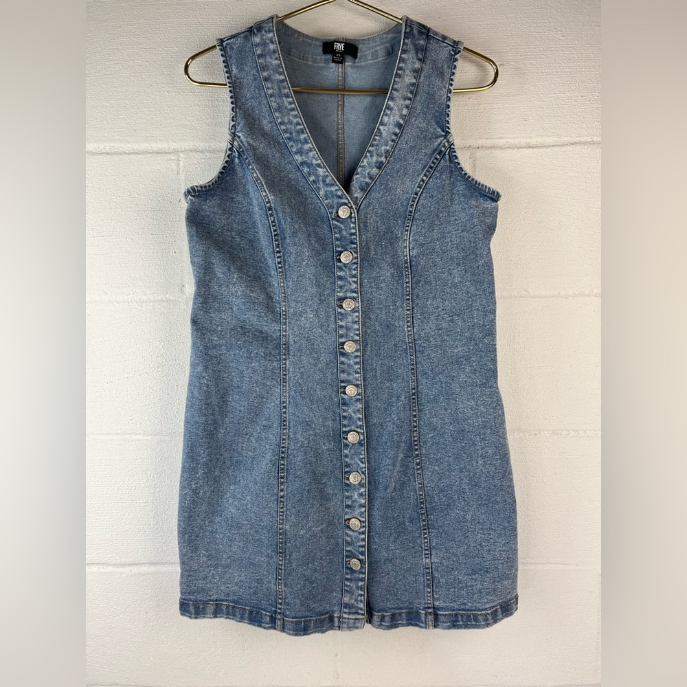 Frye Denim Sleeveless Button Down Dress, XS